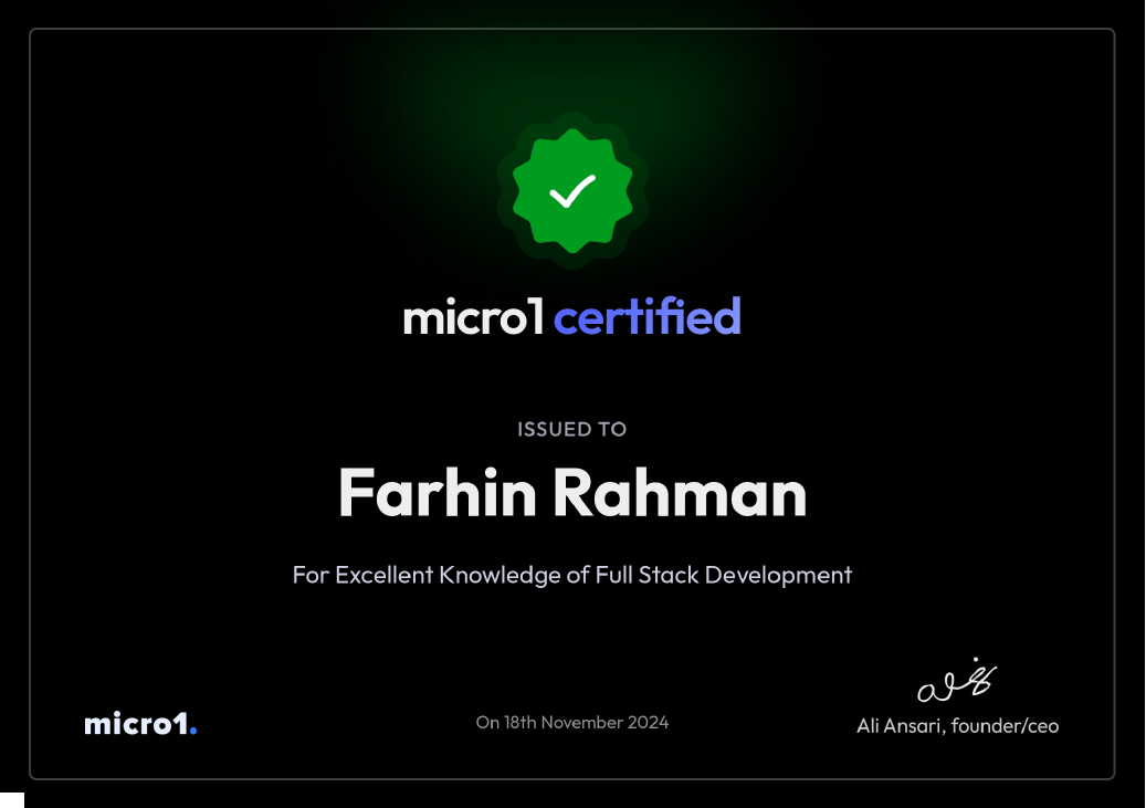Full Stack Development Certificate